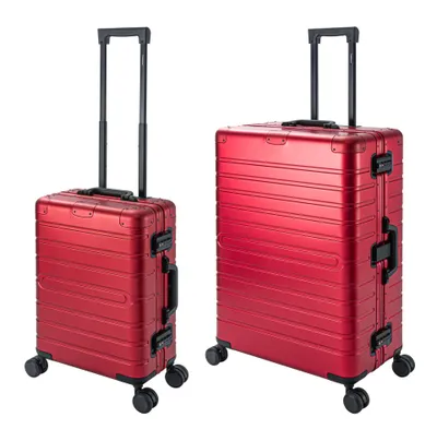 Produktbild von Oslo | 2er Set | Trolleys mit 4 Rollen | Aluminium Hartschale | Handgepäck + Reisekoffer L