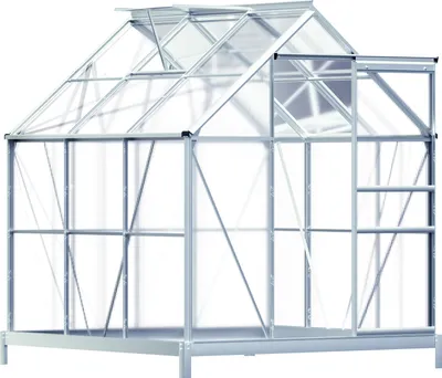 Image de Serre de jardin aluminium 3,7m² avec fondation 190x190x195cm fenêtre de toit serre légumes herbes plantes 5,85m³ jardinage