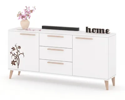 Produktbild von Kommode mit Schubladen Fernsehschrank HANA 3S Weiß Matt/Weiß Matt 150cm