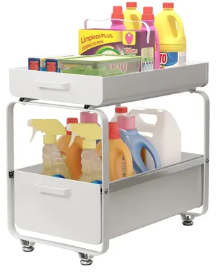 Obrázek produktu pro Organizér do skříně, dvoustupňový design, možnost vyjíždění, bílá barva