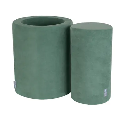 Image de KiddyMoon Playground Mousse de velours avec balle ronde en velours Balle de bain pour bébé Course d'obstacles dans le bain, fabriquée dans l'UE, tonneau/col, vert forêt