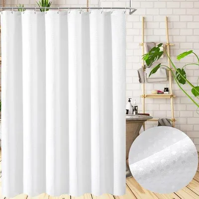 Produktbild von Unyqoos® Duschvorhang aus Polyester mit modernem Waffelmuster, wasserabweisend, schimmelresistent, 180 x 200 cm, mit Befestigungsringen