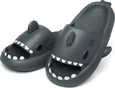 Produktbild von Damen Herren Badelatschen Schaumstoff Badeschuhe Hausschuhe Haifisch Grau Gr.34/35