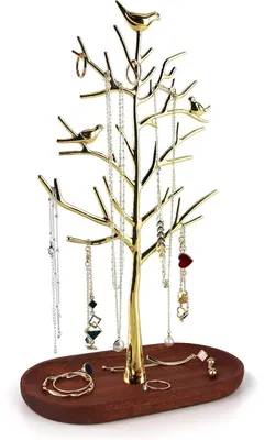 Productafbeelding van Sierrek in de vorm van een kerstboom met plateau, goudkleurig, 18x10x30 cm, metaal
