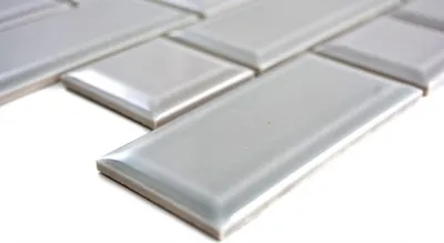 Produktbild von Handmuster Metro Subway Mosaikfliese Keramik grau Fliesenspiegel Küche Wand MOS26WM-0202_m
