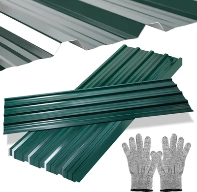 Produktbild von Yakimz 12/24/36 Stück Trapezblech Metallblech Dachblech 129x46cm Profilblech Grün für Gerätehaus Carport - 12er Set (7m²)