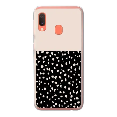 Produktbild von MuchoWow® Handyhülle Schutzhülle Hülle für Samsung Galaxy A20e Polka dots - Beige - Schwarz Silikon Softcase Handy Hülle - Abdeckung