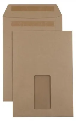 Produktbild von Kaenguruh C5 Versandtasche, Natron / Recycling braun 90g, selbstklebend mit Fenster