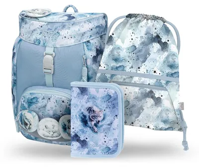 Produktbild von Baagl Schulranzen Mädchen Set 3 Teilig Airy Schultasche 1. Klasse - Polar