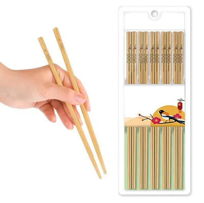 Immagine prodotto di Bastoncini di bambù per alimenti, 10 paia, riutilizzabili, non verniciati, 24 cm