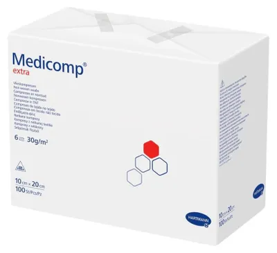 Produktbild von Hartmann Medicomp® extra unsterile Vlieskompresse 10 x 20 cm - 100 Stück | Packung (100 Stück)