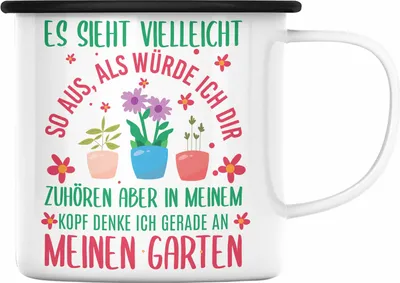 Produktbild von Trendation -  Gärtnerin Geschenk Emaille Tasse mit Spruch für Garten Hobbygärtnerin Geschenkidee Gärtner (Schwarz)