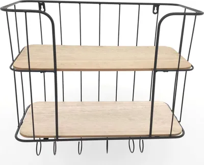 Produktbild von Wandregal mit 6 Haken - Modernes Hängeregal für Badezimmer und Handtücher