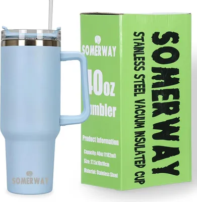 Immagine prodotto di Somerway 1182ml Tazza da caffè da portare via Tazza termica in acciaio inox Blu