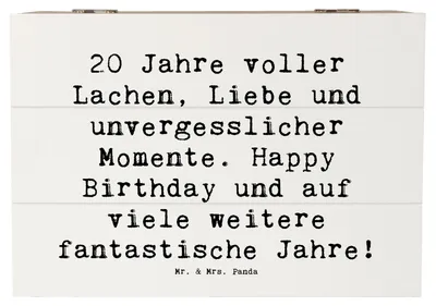 Produktbild von Mr. & Mrs. Panda Box Spruch 20. Geburtstag Feiern 22 x 15 cm - Weiß - Geschenk, Familie, Geburtstagsgeschenk, Schatzkiste, geschenkkiste, fotobox, Kiste, Happy Birthday