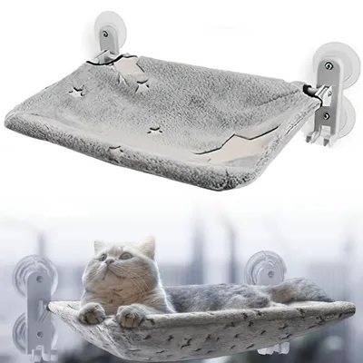 Produktbild von Katzen-Hängematte Fensterliege für Katzen 30*60cm Hängematte Katze Katzenbett Fenster Hängematte Fensterbrett Katzenliege Katzenfenster-Liege bis 18kg
