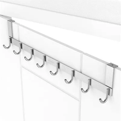 Image de Porte-vêtements en acier inoxydable à 8 crochets, réglable, pour portes d'une épaisseur maximale de 2 cm