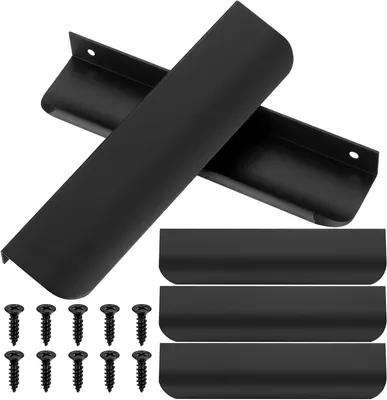 Immagine prodotto di Maniglie per mobili in lega di alluminio, colore nero, lunghezza 150 mm, confezione da 5 pezzi, adatte per cucina e armadi