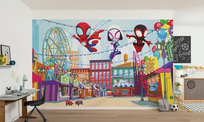 Produktbild von Komar Vlies Fototapete - Marvel Spidey And His Amazing Friends Theme Park - Größe 400 x 250 cm