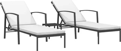 Produktbild von vidaXL Sonnenliegen 2 Stk. mit Tisch Poly Rattan Schwarz