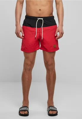 Image de Short de bain pour homme Urban Classics Block Swim Shorts noir/rouge - L
