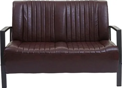 Immagine prodotto di divano a 2 posti HWC-H10, divano a due posti, design industriale in metallo ecopelle ~ marrone vintage