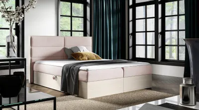 Produktbild von Boxspringbett Bett LAMBROS 160x200cm Nordic Teak Stoff Altrosa inkl. Bettkasten