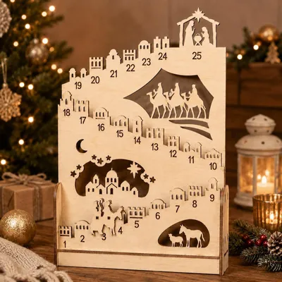 Produktbild von Weihnachten Adventskalender 2026 aus Holz Krippenweg 1 bis 25
