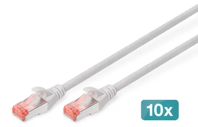 Image de DIGITUS DK-1644-010-10 DIGITUS Patchcable Cat 6, S/FTP, 1,0 m, gris, 10er