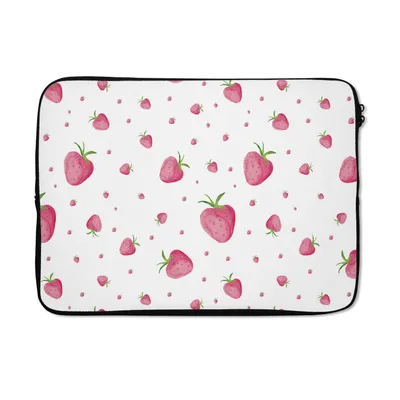 Produktbild von MuchoWow® Laptop Hülle 13 Zoll Erdbeere - Obst - Weiß Laptoptasche - Laptophülle - Sleeve - Rundumschutz