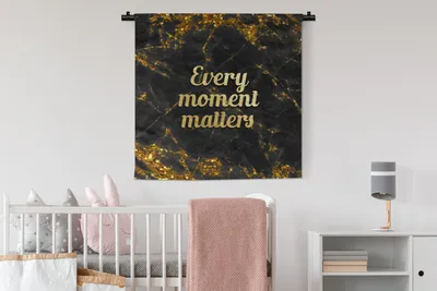 Produktbild von MuchoWow® Wandteppich Wandbehang Zitat - Gold - Glitter - Marmor 90x90 cm Tapisserie Dekoration Wandtuch - Wandaufhänger