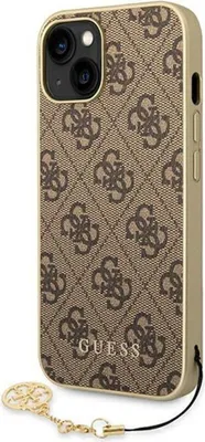 Produktbild von Guess 4G Charms Apple iPhone 14 Hard Case Cover Schutzhülle Kette Anhänger Braun / Gold