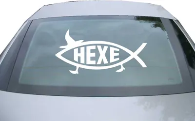 Produktbild von Indigos UG - Aufkleber Heckscheibe & Motorklappe DE2885 - weiß - 600x300 mm - Hexe Fisch - Fisch - Auto Scheiben Fenster Heckklappe Tuning Racing JDM - Die cut