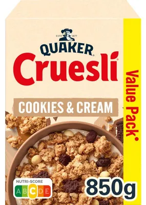 Image de Quaker Cruesli Cookies & Cream Muesli 850g Value Pack – Petit-déjeuner croquant