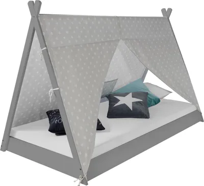 Image de Lit bébé tipi 90x200 jeunes lits gris lit Chambre enfant tissu