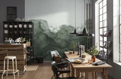 Immagine prodotto di Carta da parati in tessuto non tessuto Komar - Verde polvere - Dimensioni: 300 x 280 cm (larghezza x altezza) - 6 pannelli