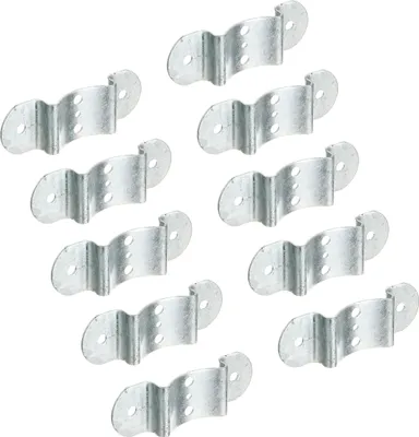 Produktbild von Alberts 867133 Zaun-Riegelbeschlag, feuerverzinkt, für Pfosten und Halbrund-Zaunriegel Ø80 mm, 40 x 121 mm, 10er Set