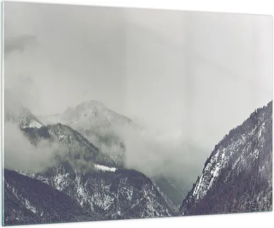 Produktbild von Bilder auf glas - Einteilig - Berge Wald Nebel - 100x70cm - Glasbilder - Wandbilder - Bilder - zum Aufhängen bereit - Wanddekoration aus Glas - Glas Bilder - Wandbild auf Glas - GAA100x70-4270