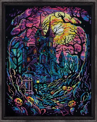 Zdjęcie produktu dla Zestaw do haftu krzyżykowego Design Works "Nawiedzony dom", wzór liczony, 28x36cm
