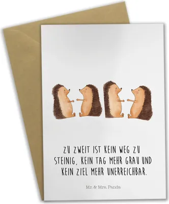 Produktbild von Mr. & Mrs. Panda Grußkarte Hochzeit Igel - Weiß - Geschenk, einladungskarten, osterkarte, Liebe, hochzeitskarten, Ehe, Hochzeitskarte, Grußkarten, weihnachtskarten