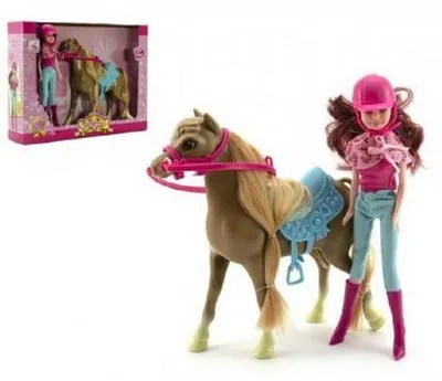 Imagen del producto de Caballo de juguete con accesorios + muñeca de jinetes, 23 cm, de plástico, en una caja de 34x27x7 cm