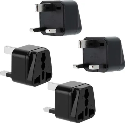 Immagine prodotto di Intirilife 4x adattatore per presa di corrente in NERO - set di 4 prese di corrente del Regno Unito di tipo G per la Germania, l'Italia, la Spagna, la Francia - adattatore da viaggio di tipo G - convertitore di spina elettrica