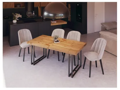 Produktbild von Furneo | Klapptisch - Esstisch - 180/280 cm - Eiche Wotan - Stilvoll und Platzsparend - Metallbeine - für Küche und Esszimmer - LOFT