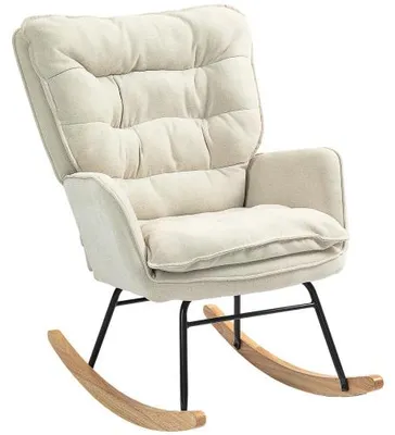 Produktbild von Schaukelstuhl Schwingsessel Armlehnsessel Stillsessel Chenilleoptik Belastbar bis 120 kg Schlafzimmer Wohnzimmer Beige 71 x 98.5 x 97 cm Polyester