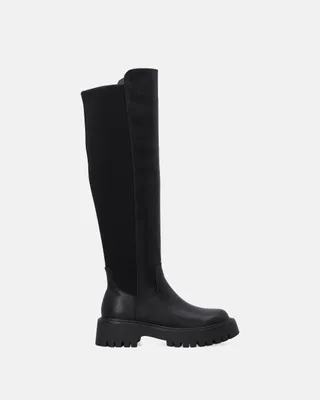 Produktbild von VENEZIA Damen Stiefeletten Ankle Boots Winterstiefel - Schwarze, hohe Damenstiefel mit Stoffeinsatz aus Echtleder Rindsleder Schwarz Größe 36