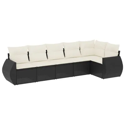 Produktbild von vidaXL 6-tlg. Garten-Sofagarnitur mit Kissen Schwarz Poly Rattan