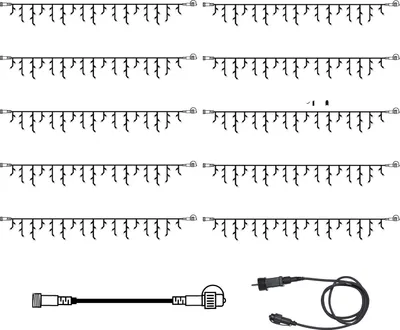 SYSTEM 24 KOMPLETT SET 30m - LED Lichtervorhang Eisregen - Icicle für Dachrinne, Garage etc.