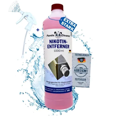 Produktbild von PandaCleaner Nikotin Entferner Reiniger - 1000ml Nikotin Reiniger für Fenster Türen aus Kunststoff - -Rußentferner