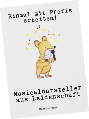 Produktbild von Mr. & Mrs. Panda Grußkarte Musicaldarsteller Leidenschaft - Weiß - Geschenk, Ansichtskarte, Postkarten, Ansichtskarten, Postkarte, Fotokarte