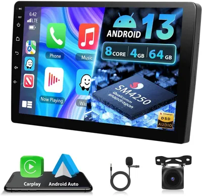 Obrázek produktu pro Autorádio 2 din s Androidem, 4+64G, Carplay, Bluetooth. Autorádio s displejem, stereo, podpora GPS navigace, Mirrorlink, FM, Wi-Fi, USB a ovládání z volantu (SWC)